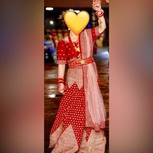 Elegant Red and Gold Lehenga